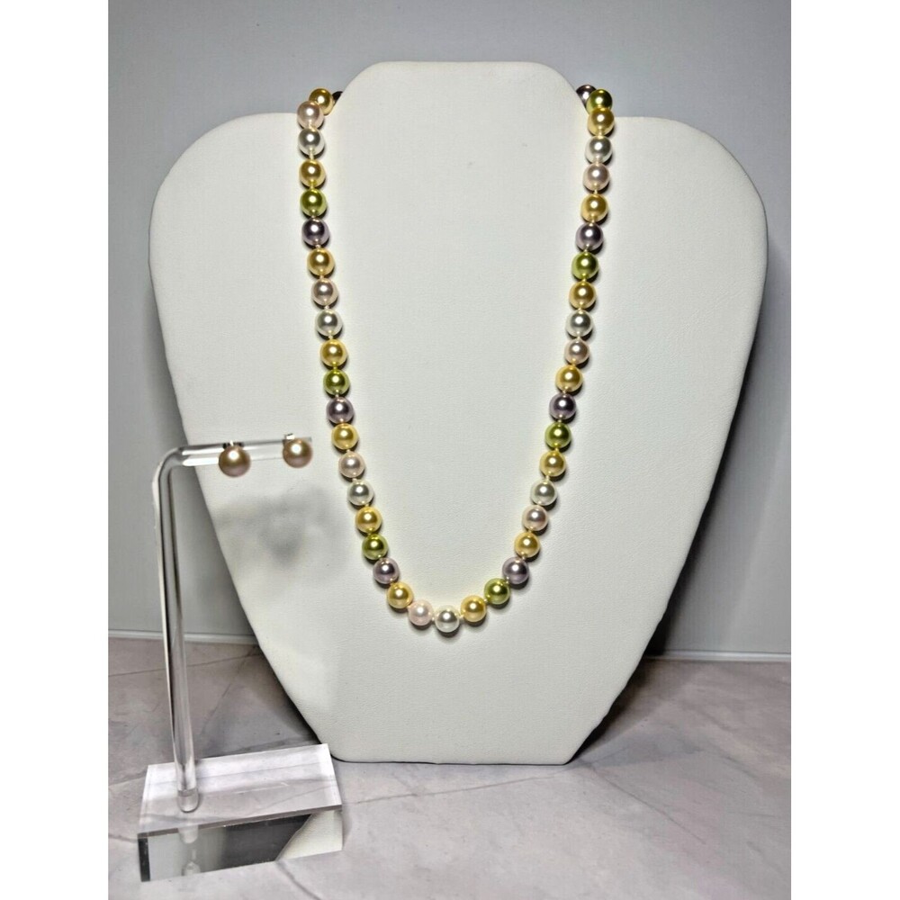 Multi-Color South Pacific Shell Pearls Necklace & Earring Set, (0103)
